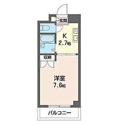 ソレイユ三和 1Kの間取図画像