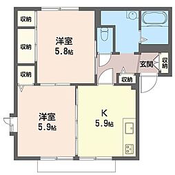 カーサ・花水木 2Kの間取図画像