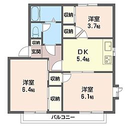 グリーンヒルねぎし 3Kの間取図画像