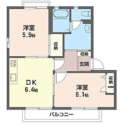 パルテール 2DKの間取図画像