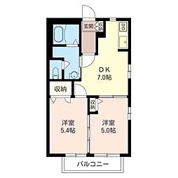 サンオリーブ 2DKの間取図画像