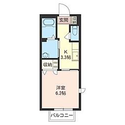 メゾンホットロード 1Kの間取図画像