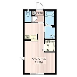 ハピネスグリーン ワンルームの間取図画像