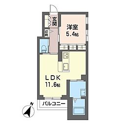 ポルト ボヌール 1LDKの間取図画像