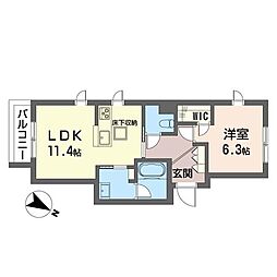 クレオール南林間 1LDKの間取図画像
