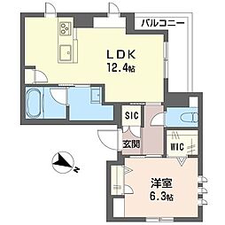 クレオール南林間 1LDKの間取図画像
