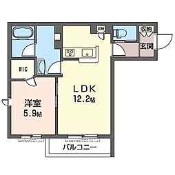 エゾンス中央林間 1LDKの間取図画像