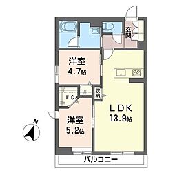 ヴイスタ ルミノーザ ウェスト 2LDKの間取図画像