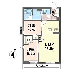 ヴイスタ ルミノーザ ウェスト 2LDKの間取図画像