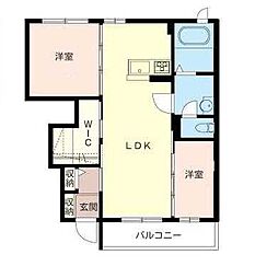 クレセオ湘南 2LDKの間取図画像