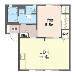 フォンティーヌB 1LDKの間取図画像