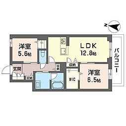エスフォート 2LDKの間取図画像