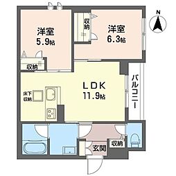 Kハイツ 2LDKの間取図画像