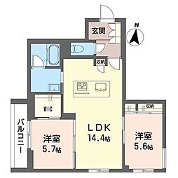 リニエール北浦和 2LDKの間取図画像