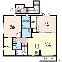 ジャルディナッジョA 2LDKの間取図画像