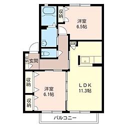 ＫＬＦ7　ｃ 1階2LDKの間取り
