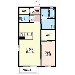 レティシア峰後2 1LDKの間取図画像