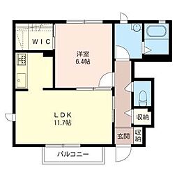 グランドソレイユ　I 1階1LDKの間取り