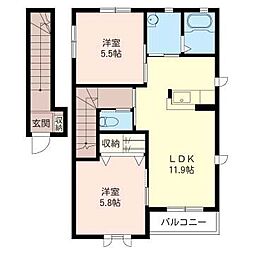 シャーメゾン堀町 2LDKの間取図画像