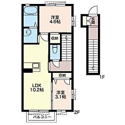 メルシーメゾン 2LDKの間取図画像
