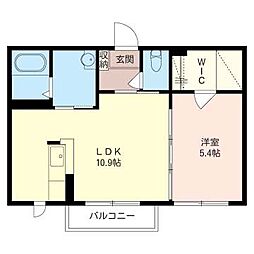 ヴィルボヌールA 1LDKの間取図画像