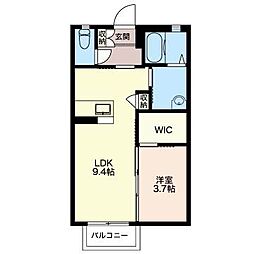 シャーメゾン姫子 1階1LDKの間取り