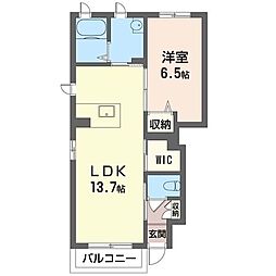 ピエールリヴィエールD 1LDKの間取図画像