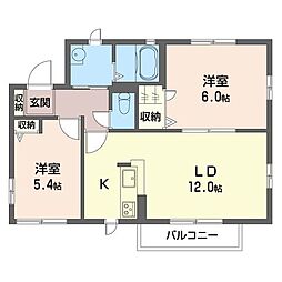 スカイアメット 2LDKの間取図画像