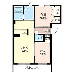 エレガンスA 2LDKの間取図画像