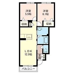 ファミール中城 2LDKの間取図画像