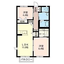 リバーストーンビレッジ 2LDKの間取図画像