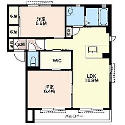 ソレイユA 2LDKの間取図画像