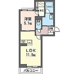 シャーメゾンカーネK 1LDKの間取図画像