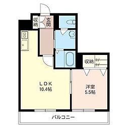 フォレスト千波 1LDKの間取図画像