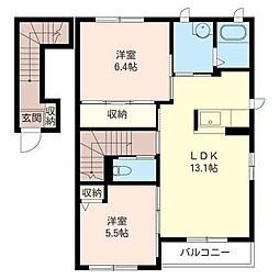 レイクシティー御茶園A 2LDKの間取図画像