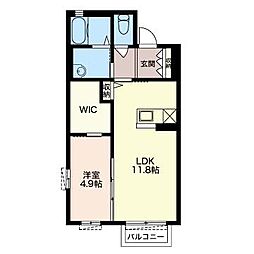 ルパン 2階1LDKの間取り