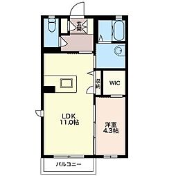 シャーメゾンＡｎｇｅ　Ｂ 2階1LDKの間取り
