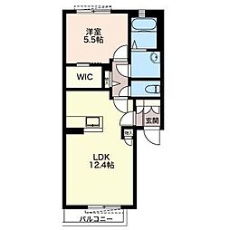 シャーメゾン一ノ牧 1階1LDKの間取り