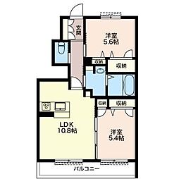 コンポステラ吉沢 2LDKの間取図画像
