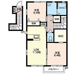 メゾン・ド・華D 2LDKの間取図画像