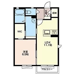 エクラシエ笠原 1LDKの間取図画像
