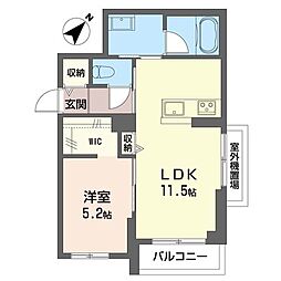 カーサ・デオーロ 2階1LDKの間取り