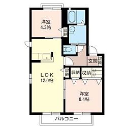 アイナ壱番館 2LDKの間取図画像