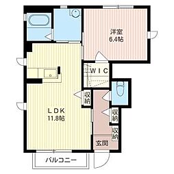 ブランシェ・コートB 1LDKの間取図画像