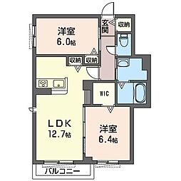 ガジュマル 1階2LDKの間取り