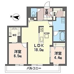 カーサレジーナ 1階2LDKの間取り