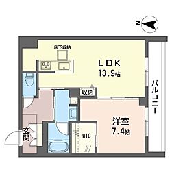 カーサレジーナ 1階1LDKの間取り
