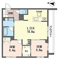 カーサレジーナ 1階2LDKの間取り