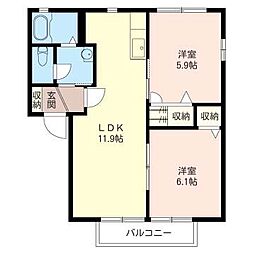 グリーンコートB 2LDKの間取図画像