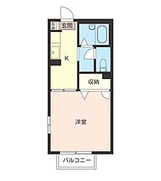 セル・フィッシュB 1Kの間取図画像